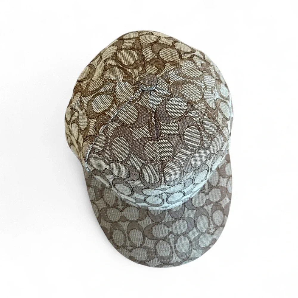 Coach‎ Signature Monogram Canvas Leather Strap Baseball Cap Hat Mens M/L
